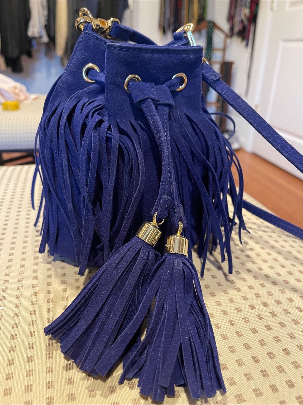 Cobalt Blue Fringe Tassel Bucket Bag - Lilly Pulitzer